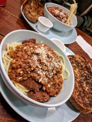 Special: Lentil Spaghetti Bolognaise at Bliss & Chips in Newtown