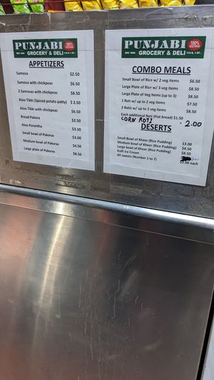 Menu at Punjabi Grocery & Deli in New York City