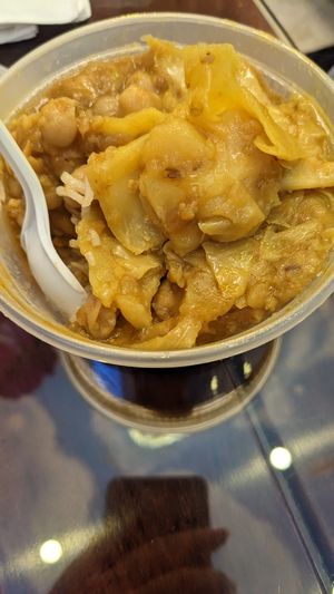 Chickpeas and cabbage at Punjabi Grocery & Deli in New York City