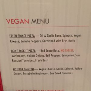 additionally, any pizza or calzone on the reg menu can be made vegan  at Tomato Bar Pizza Bakery in Schererville