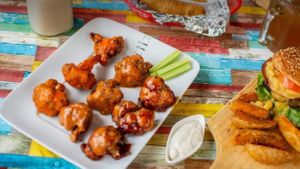 Colifloritas: Cauliflower Wings, ranch dressing made from tofu. at Vegan House in Culiacan