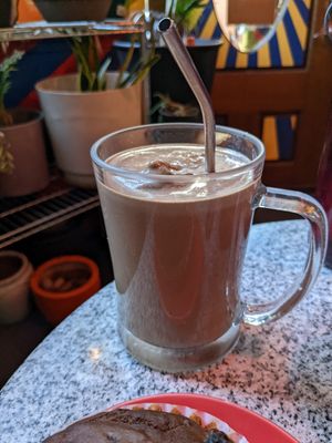 Banana, PB, cocoa and oatmeal smoothie at Joy Cafe in Philadelphia