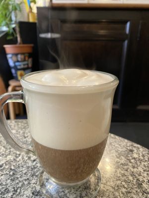 Tasty latte with great foam  at Joy Cafe in Philadelphia