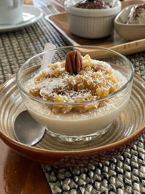 Coconut Flan at Dona Flor Cafe in Cascais