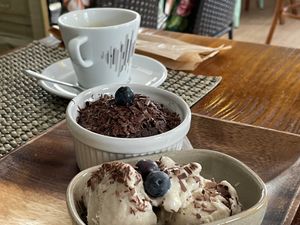 Chocolate Soufflé at Dona Flor Cafe in Cascais