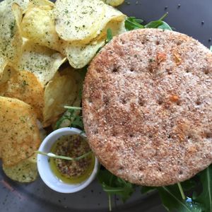 Burger at Dona Flor Cafe in Cascais