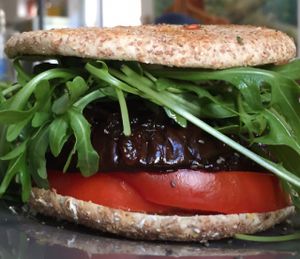Eggplant burger at Dona Flor Cafe in Cascais