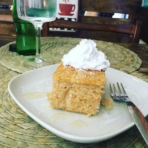 Yummy coconut cake. I asked for the cream to be added   at Dona Flor Cafe in Cascais