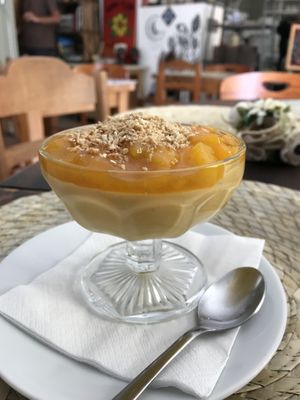 Mango mousse at Dona Flor Cafe in Cascais