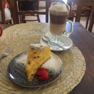 Amazing juicy orange cake  at Dona Flor Cafe in Cascais