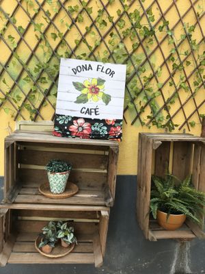 outside at Dona Flor Cafe in Cascais