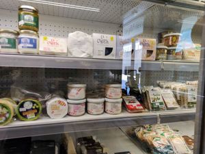 Look at all these vegan cheeses! at Veg & Friends  in Sant Cugat Del Valles