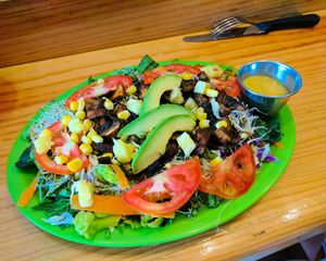 "salad bowl" with mushrooms. tasty, fresh and healthy at Veggie Table in Puerto Vallarta