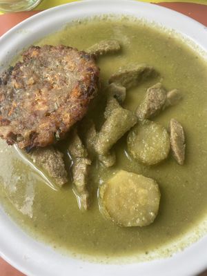 Whatever that patty was it tasted stale, dry and oily, the zucchini didn't taste fresh    at Dharma in Puebla