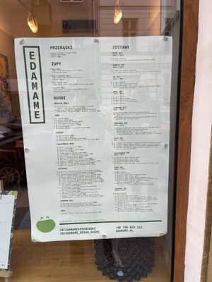 menu  at Edamame Vegan Sushi in Warsaw