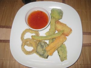 Vegetable tempura at Edamame Vegan Sushi in Warsaw