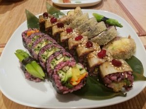 combo sushi platter at Edamame Vegan Sushi in Warsaw