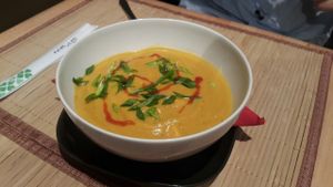 Amazing soup! (The one with the coconut cream) at Edamame Vegan Sushi in Warsaw