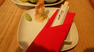 Pickled ginger and wasabi at Edamame Vegan Sushi in Warsaw