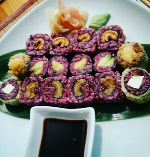 mixed plate at Edamame Vegan Sushi in Warsaw