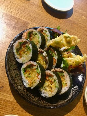 A tempura lunch special  at Edamame Vegan Sushi in Warsaw