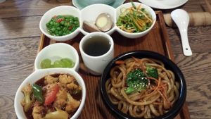 Tuesday fixed menu with soba noodles  at WGT Vegetarian Fine Dining in South West London
