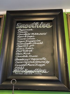 Smoothie options  at Greenmouth in Easton