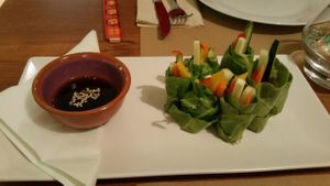 The raw springrolls ... not the most stylish dish maybe, but soooooo good!  at Compost in Mallorca