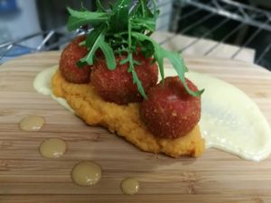 beetroot & ginger arancini at Compost in Mallorca