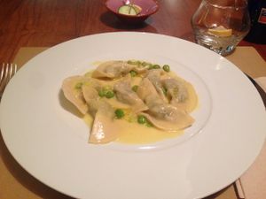 Main course: ravioliss at Compost in Mallorca