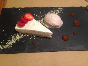 dessert: lemon cake with lucuma ice cream at Compost in Mallorca