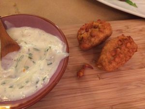 Sweet potato koftas, there were 5 but we ate them quick as they were so good!! at Compost in Mallorca