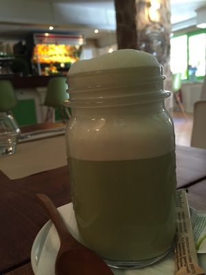 Matcha latte at Compost in Mallorca
