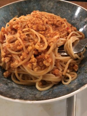 Kids meal spaghetti at Compost in Mallorca