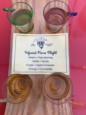 Pisco Mini Flight. Good enough for 2ppl, they pack a punch!  at Epif in Portland