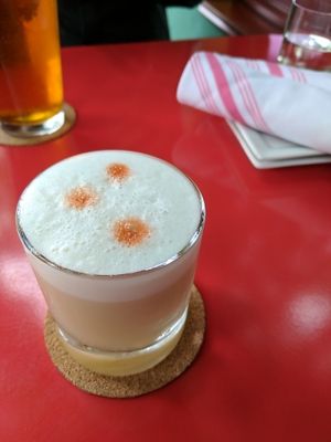 pisco sour with aqua faba at Epif in Portland