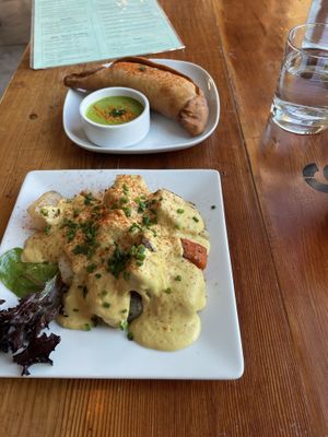 Cheeze tomato empanada/ nooch smothered potato-tofu-carrots  at Epif in Portland