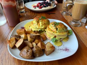 Benedict, lattes, pancakes at Epif in Portland