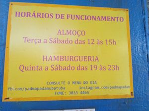 Opening hours at Padma Padam in Ubatuba