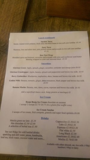 menu 2 at Moon & Hare in Edinburgh
