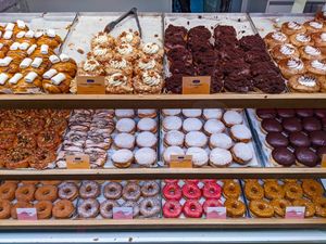 Today's donut selection (all vegan!) at Brammibal's Donuts - Maybachufer in Berlin