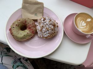 Cappuccino and Donuts at Brammibal's Donuts - Maybachufer in Berlin