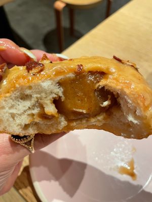 Caramel Almond Cream inside the Candied Almond Donut at Brammibal's Donuts - Maybachufer in Berlin