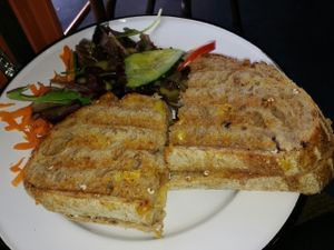 Vegan grilled cheese sandwich with caramelized onions at Brammibal's Donuts - Maybachufer in Berlin