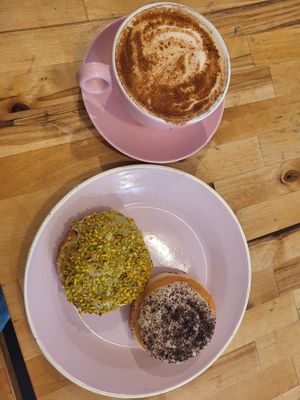 Pistachio (was a bit salty on top which i really liked) and Germknödel Donut. So delicious at Brammibal's Donuts - Maybachufer in Berlin