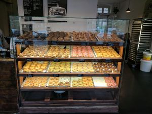 Selection of donuts for the day at Brammibal's Donuts - Maybachufer in Berlin