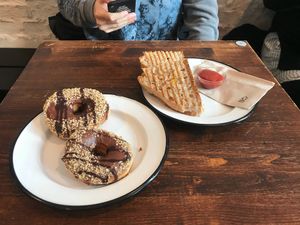 Nougat donuts and grilled cheese sandwiches  at Brammibal's Donuts - Maybachufer in Berlin