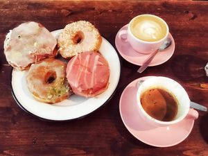 Dooonuts and coffee at Brammibal's Donuts - Maybachufer in Berlin