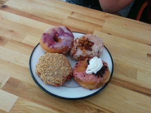 Selection of different vegan donuts at Brammibal's Donuts - Maybachufer in Berlin