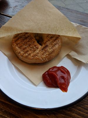 Grilled cheese and bacon bagel   at Brammibal's Donuts - Maybachufer in Berlin